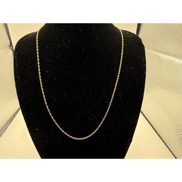 Dainty 14K Yellow Gold Rope Chain Necklace Fine Minimalist Gold - Picture 1 of 8